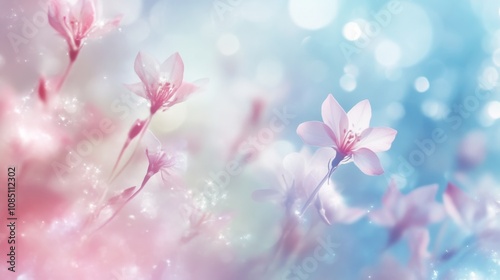 Delicate Pink Flowers in Soft Focus - Floral Background