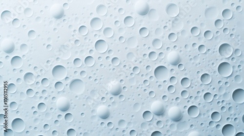 Abstract Surface with Raised Bubbles and Dots Creating Textured Background for Design or Artistic Projects in Soft Color Palette of Blues and Whites