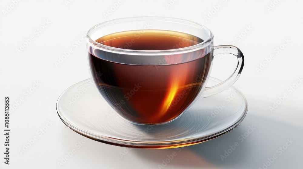 A Glass Cup of Tea on a Saucer A Glass Cup of Tea on a Saucer
