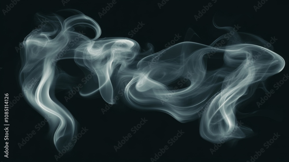Abstract Smoke Swirls on Black Background Abstract Smoke Swirls on Black Background