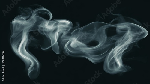 Abstract Smoke Swirls on Black Background