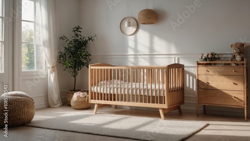 room for a newborn baby in beige colors