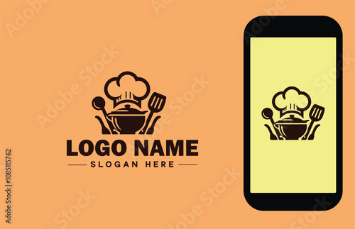 Kitchenware Brand icon Cookware brand Kitchen utensil manufacturer Culinary equipment label flat logo sign symbol editable vector