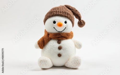 plush toy SNOWMAN on white background 