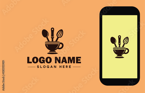 Kitchenware Brand icon Cookware brand Kitchen utensil manufacturer Culinary equipment label flat logo sign symbol editable vector