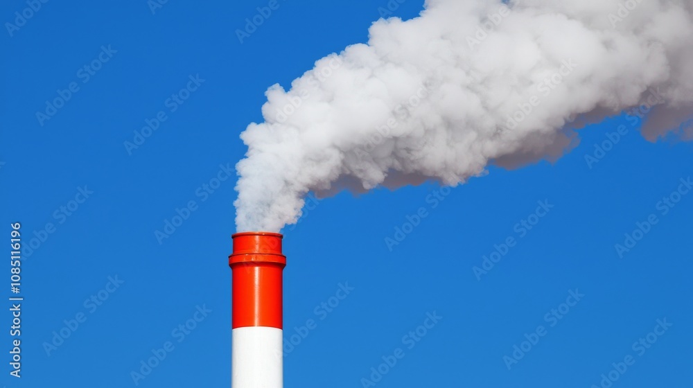 Industrial Emissions Release Urban Area Photography Clear Sky Close-up Environmental Impact Industrial Emissions Release Urban Area Photography Clear Sky Close-up Environmental Impact
