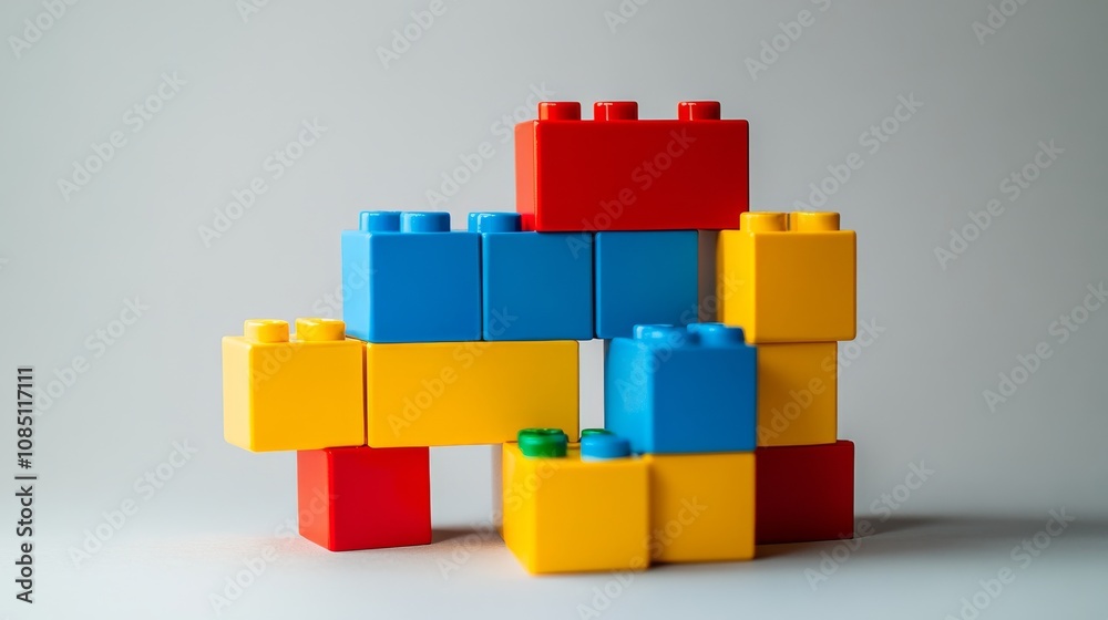 Obraz premium An abstract block-building setup with artistic patterns, Contemporary construction style, photo of