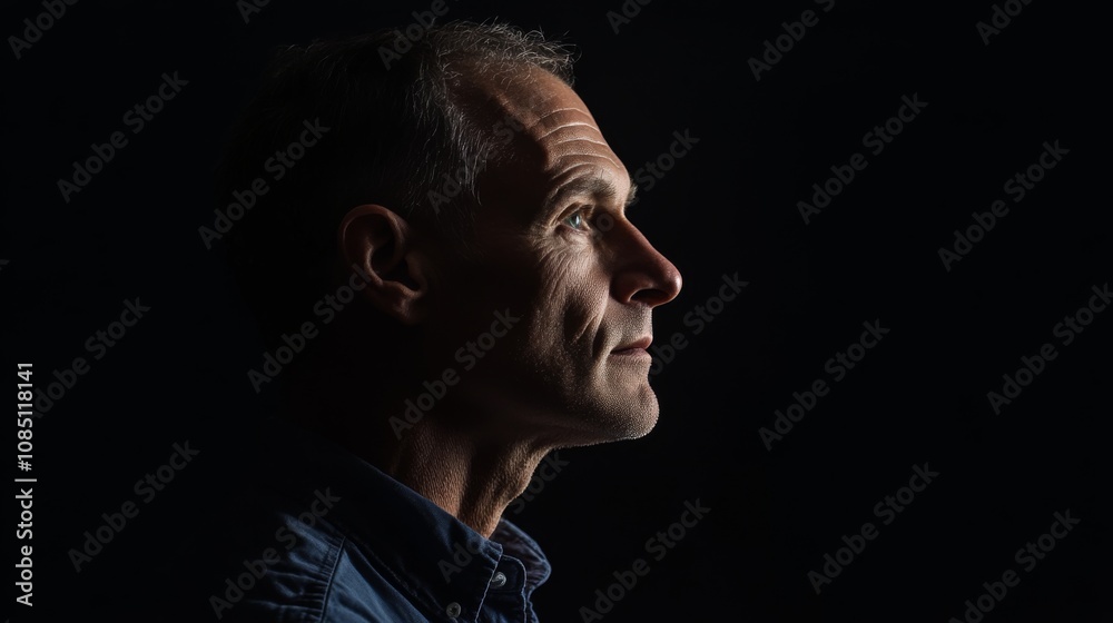 Thoughtful Man in Profile: A Portrait of Contemplation Thoughtful Man in Profile: A Portrait of Contemplation