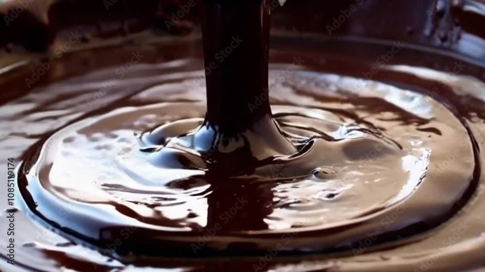 melted chocolate flowing into a chocolate pool melted chocolate flowing into a chocolate pool