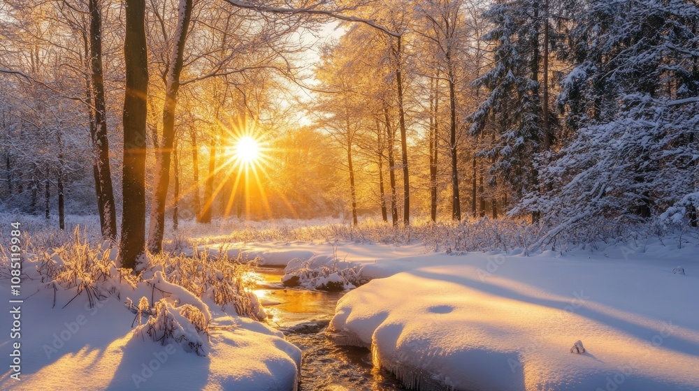 Golden Hour in the Snowy Forest Golden Hour in the Snowy Forest