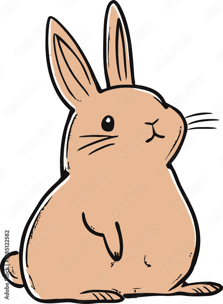 Fototapeta premium Cute Cartoon Rabbit Illustration - Adorable Bunny in Hand-Drawn Style