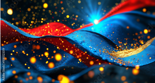 background of abstract glitter lights. blue, red , ping ,yellow gold and black. de focused. banner