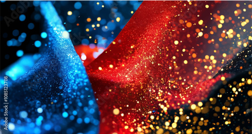 background of abstract glitter lights. blue, red , ping ,yellow gold and black. de focused. banner