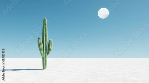 Minimalist Cactus in an Eldritch Desert Landscape