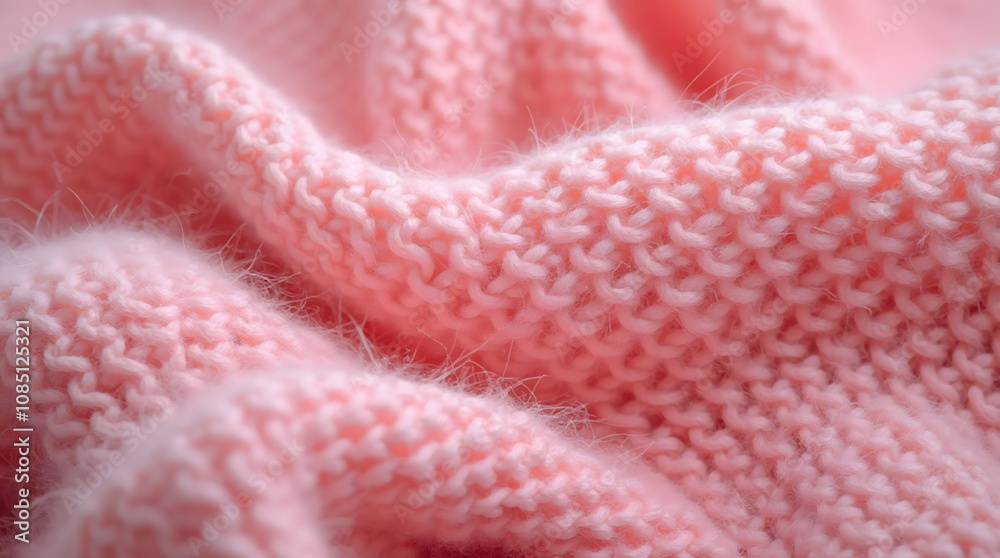 Cozy Pink Knitted Sweater Texture, Warm Wool Background Cozy Pink Knitted Sweater Texture, Warm Wool Background