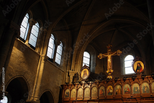 Obraz na płótnie Saint-Julien-le-Pauvre church - Melkite Greek Catholic parish church - Gothic architecture -Fifth arrondissement - Paris - France w salonie