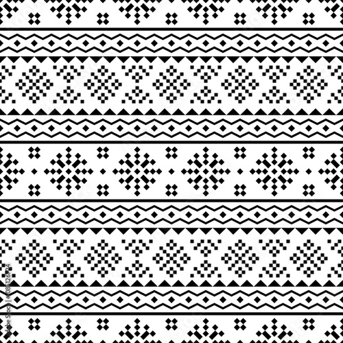 Geometeric seamless ethnic pattern background design vector in black white color. Traditional aztec pattern design. Seamless pattern 0120A10