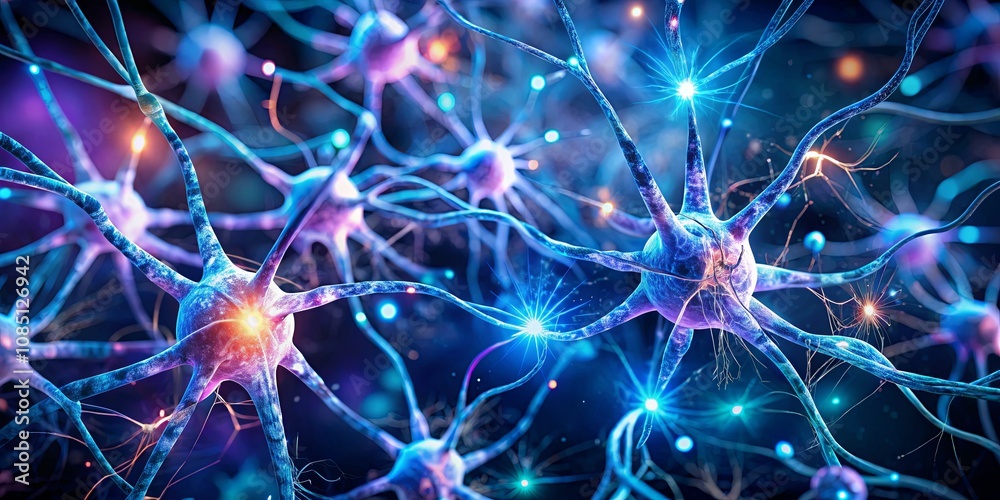 Intricate Neural Network of Neurons with Glowing Synapses and Vibrant Connections Showcasing the Complexity of Brain and Nervous System Functionality Intricate Neural Network of Neurons with Glowing Synapses and Vibrant Connections Showcasing the Complexity of Brain and Nervous System Functionality