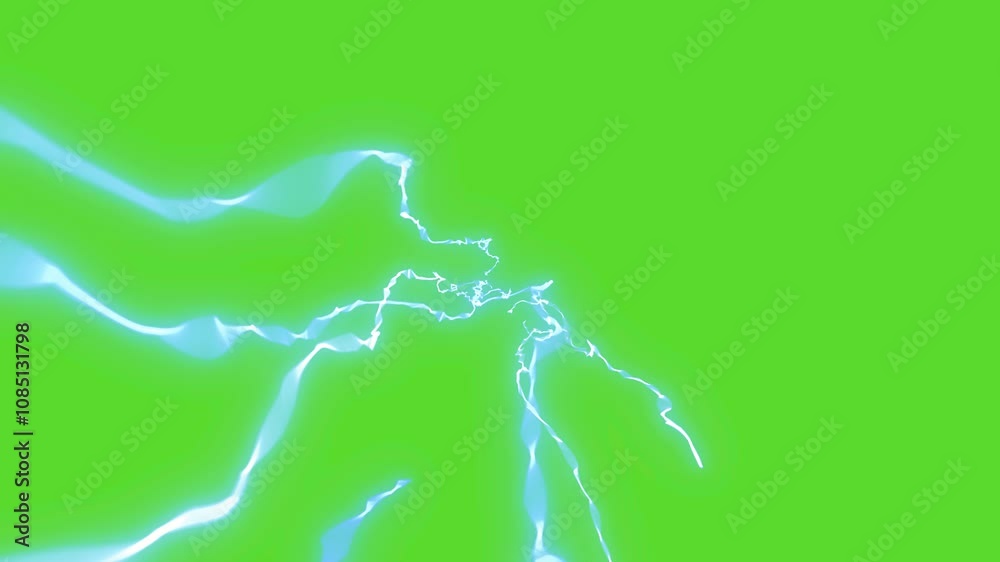  green screen vibrant lightning tunder  vfx of blue lightning bolts dancing across a background, perfect for creating energy-themed visuals or dynamic weather effects.