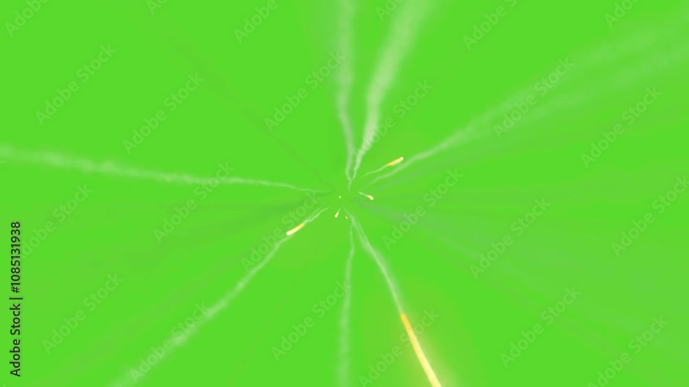 A mesmerizing spiral of light trails rotating smoothly on a green background, perfect for futuristic or artistic video projects.