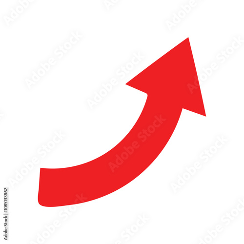 Red up arrow icon on white background - vector illustration