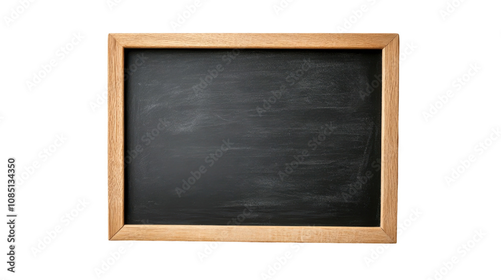 A blank chalkboard in a wooden frame ready for writing in a classroom setting during the morning A blank chalkboard in a wooden frame ready for writing in a classroom setting during the morning