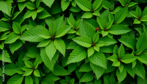 Close-up of fresh green mint leaves, a burst of summery nature