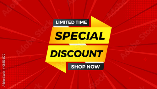 Special Discount offer banner.sale banner vector template. Discount label and sale background, Special Discount marketing poster design for web and Social. Vector Illustration.