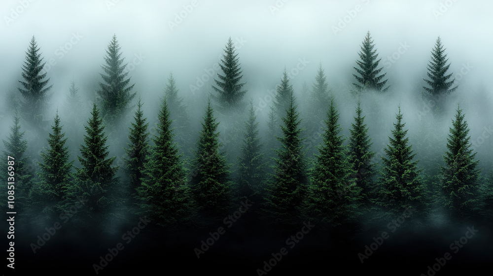 Foggy Forest Clearing in Sunlight Foggy Forest Clearing in Sunlight