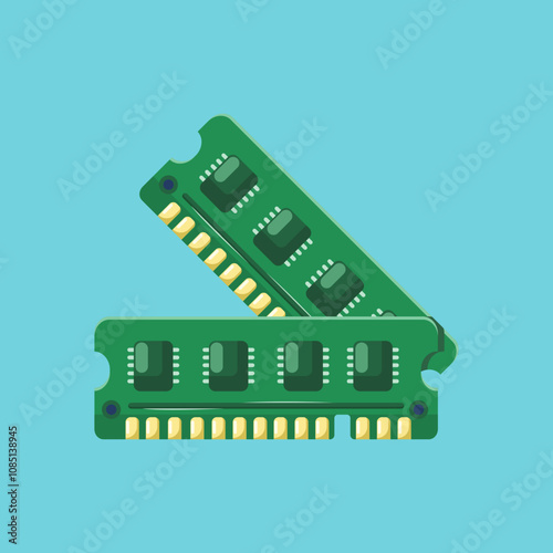 Flat illustration vga card with flat style, vga computer