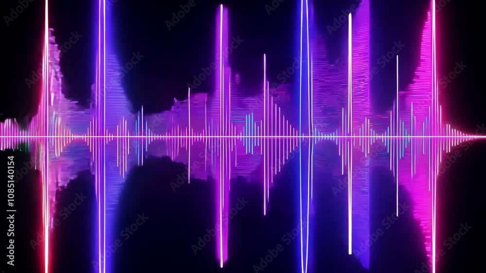 Neon night sound wave visualizer