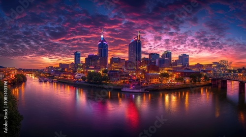 Nashville Skyline at Sunset