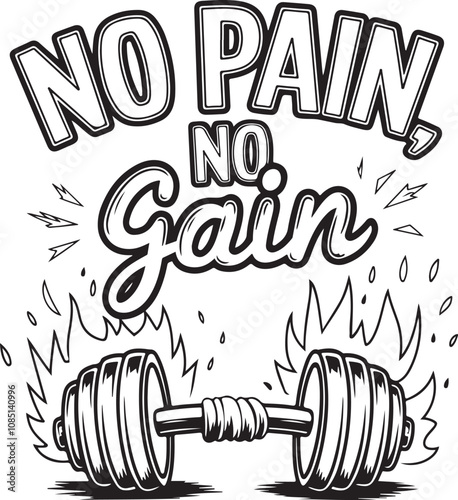 No pain , No gain , GYM T shirt design vector .