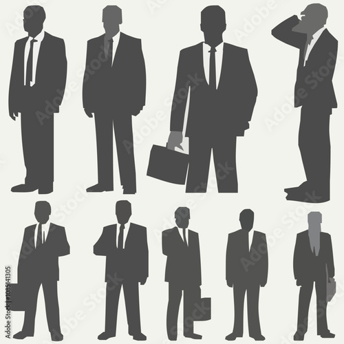 Businessman Silhouette Collection Various Poses Illustration