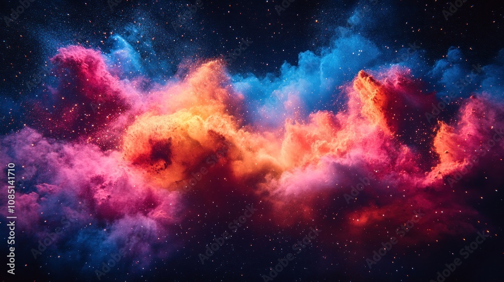 Fototapeta premium Vibrant Nebula, Cosmic Clouds, Space.