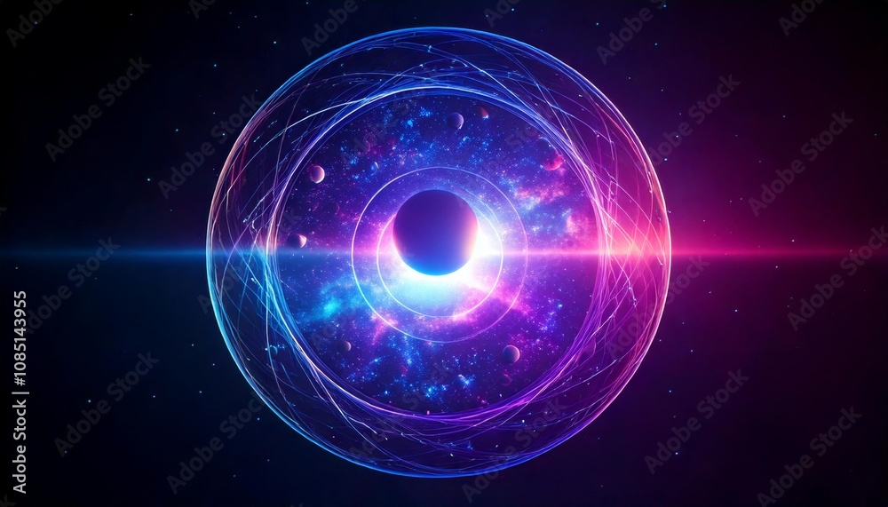Fototapeta premium Vibrant Cosmic Abstract with Orbital Elements and Colors