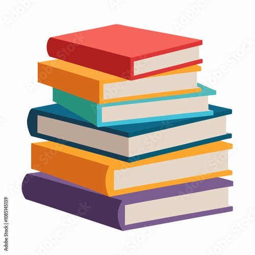 Stacked books silhouette vector illustration isolated on white background