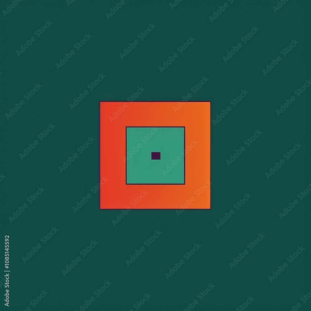 A simple design featuring a square inside of a square inside of a square, on a dark teal background. A simple design featuring a square inside of a square inside of a square, on a dark teal background.