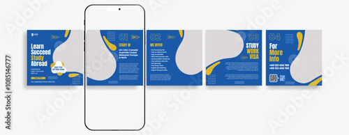 Carousel Post Template set, Editable social media posts banner set, corporate business marketing promotional carousel banner for motivational, quotes, blog text template design