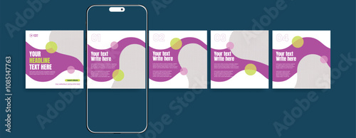 Carousel Post Template set, Editable social media posts banner set, corporate business marketing promotional carousel banner for motivational, quotes, blog text template design