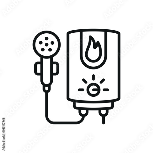 Water heater icon features clean lines and elegance, enhancing any digital concept.