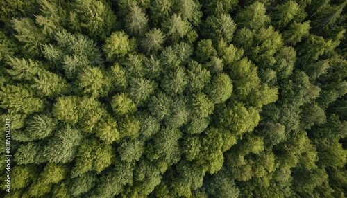 An aerial top view capturing the dense and vibrant green canopy of a forest, highlighting the concept of rainforest ecosystem and healthy environment 14 