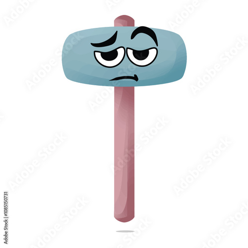 tired club hammer character illustration. cute and playful concept. furniture, tools, woodworking, restoration, repair and carpentry themes photo