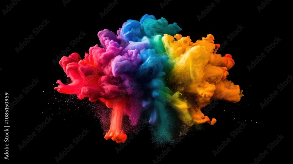Obraz premium Vivid rainbow-colored paint explosion