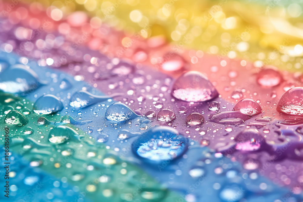 Rainbow colored background with water drops Rainbow colored background with water drops
