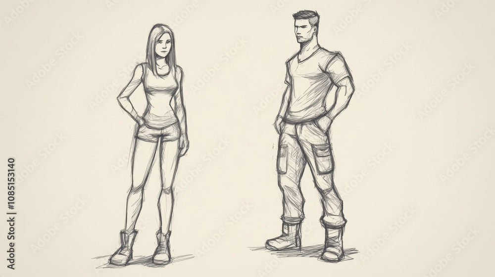 Human Sketches of Male and Female Models Human Sketches of Male and Female Models