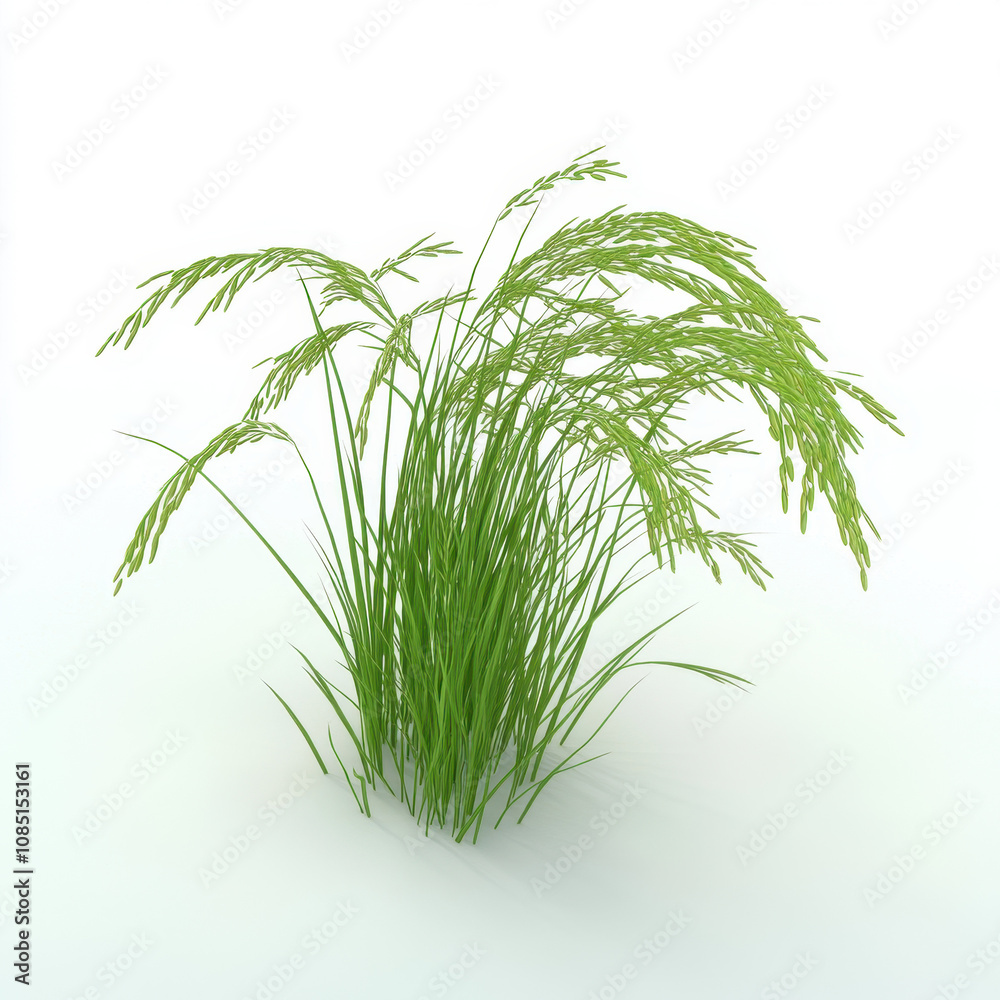 Naklejka premium Hyper-realistic 3D Illustration of Rice Plant