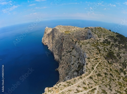 Panoramic aerial view of Cape Formentor in Majorca, Balearic Islands.