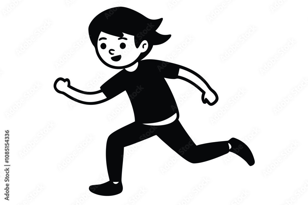 running and hurrying teen boy vector.eps