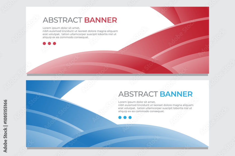 Fototapeta premium Abstract Red and Blue Wave Banner for Modern Design Projects. Perfect for modern marketing, advertising presentations and web headers. Ideal for creative projects that require a dynamic and profession